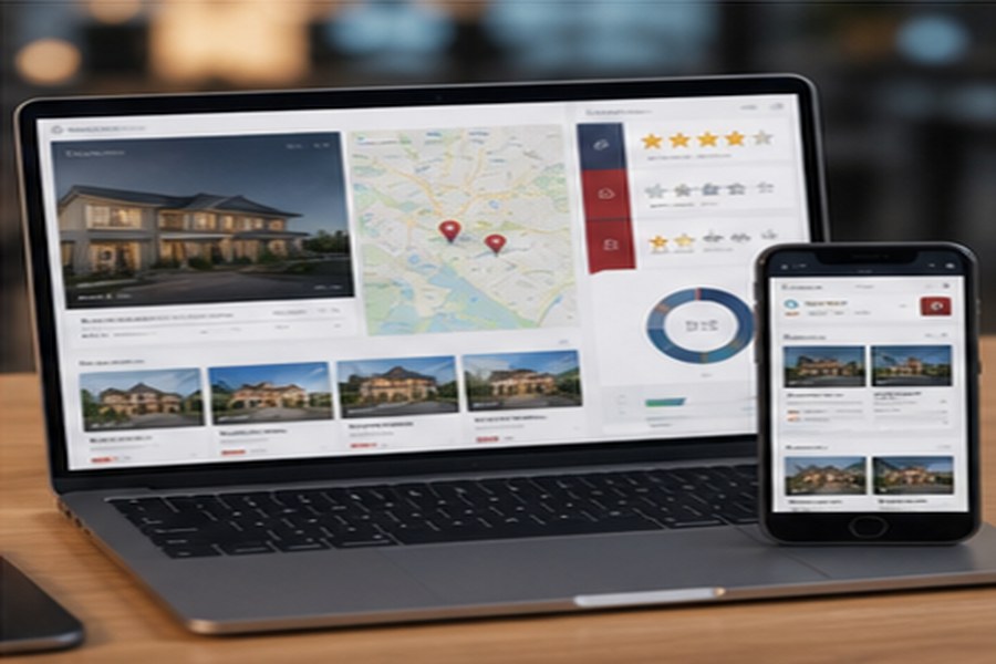 Local business website with map listings and reviews.